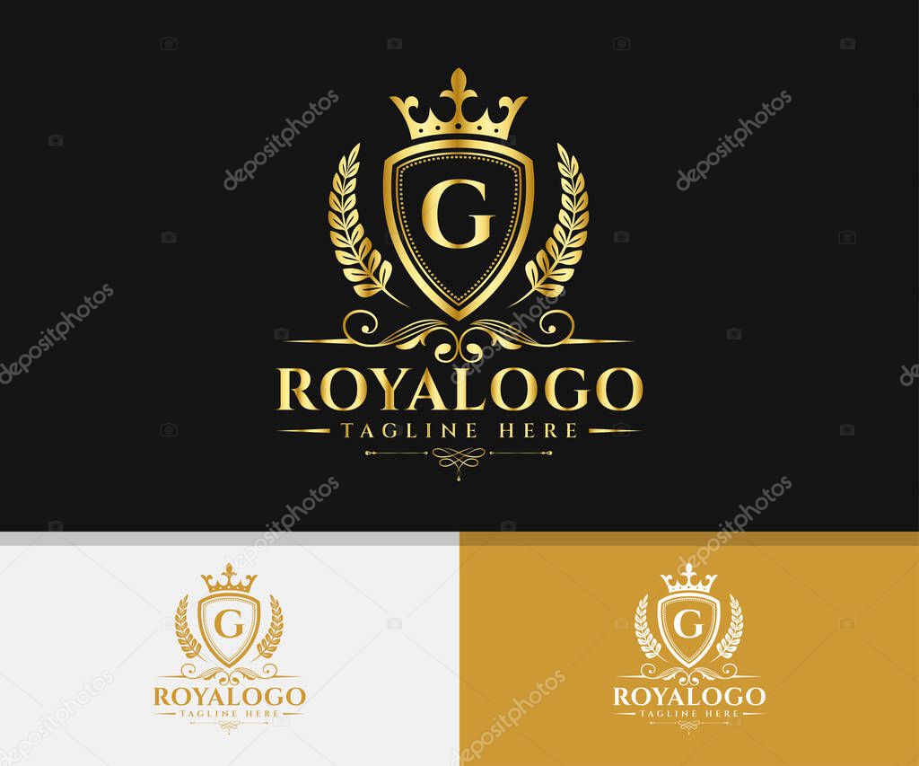 Luxury Brand G Letter Logo Design. Elegant Royal Logo. Royal Letter G Logo Template.