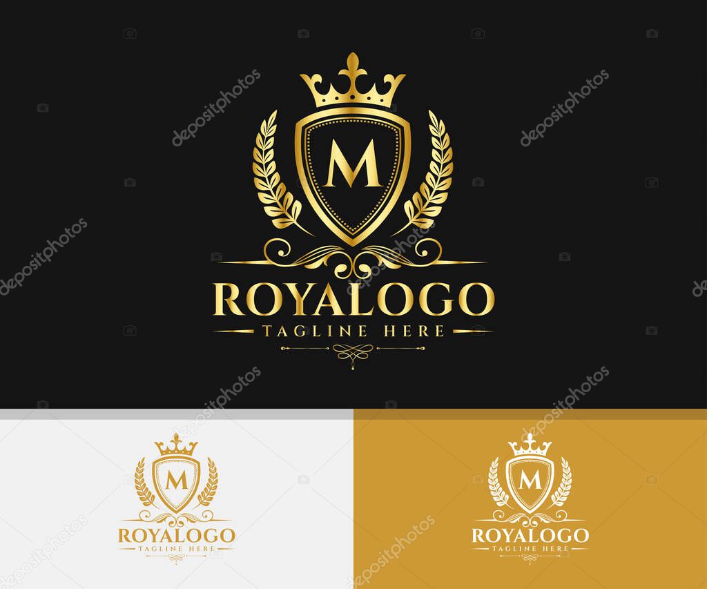 Luxury Brand M Letter Logo Design. Elegant Royal Logo. Royal Letter M Logo Template.