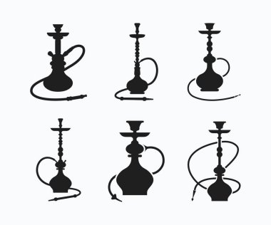 Nargile ikonu seti. Shisha simge vektör illüstrasyonu