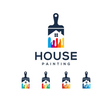 Boya Logosu Tasarımı. Boya Logosu Şablonu. Boya Fırçası Logo Tasarımı.