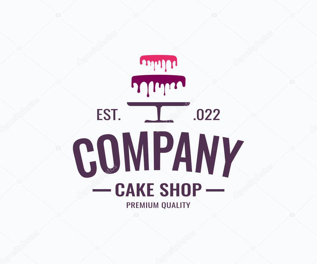 Cake logo. Sweet cake logo. Cake shop logo. Bakery logo design vector template