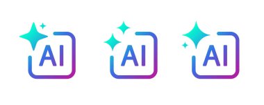 Yapay zeka düğmesi ve yapay zeka simgesi. Yapay zeka çevrimiçi araç UI. Yapay zeka sembolü oluştur. Yapay zeka işareti