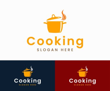 Logo tasarım vektör şablonu hazırlanıyor. Restoran logosu tasarımı. Mutfak logo şablonu