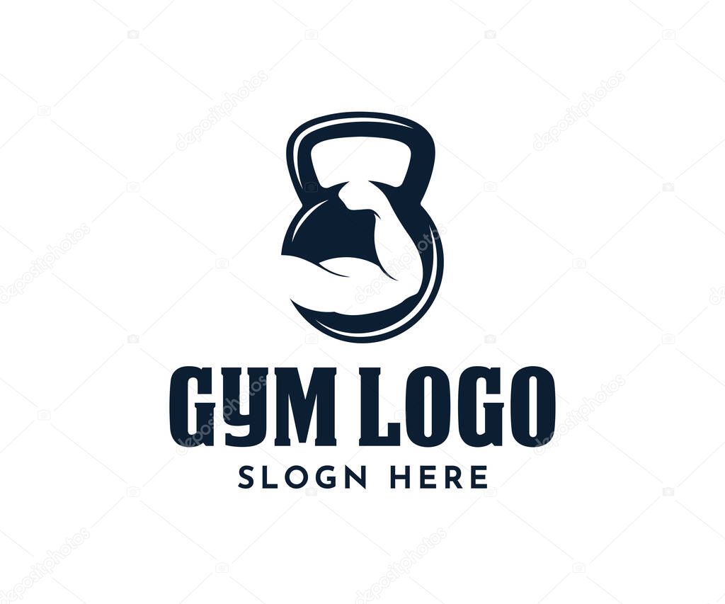 Gym Logo Design Template. Fitness Logo Design Concept. Kettle Bell Icon Symbol