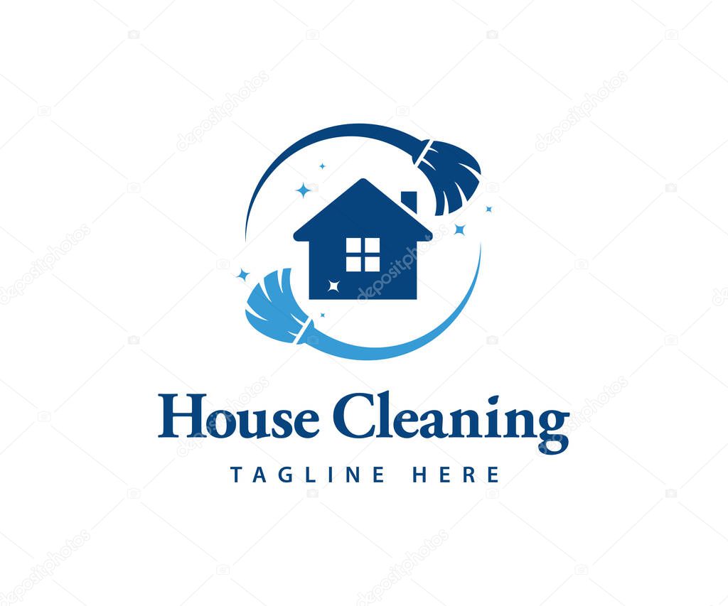 House cleaning logo design. Home clean service logo template