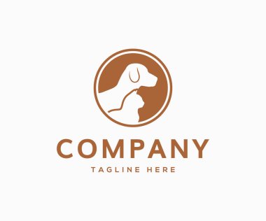 Hayvan logosu tasarımı. Hayvanlar logo tasarım vektör şablonu. Köpek ve kedi logosu tasarımı