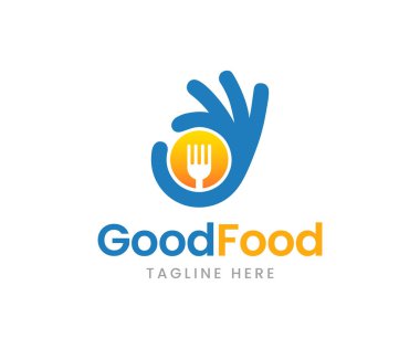 Restoran logosu tasarımı. Gıda logosu tasarım şablonu. Güzel yemek ikonu