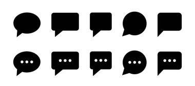 Sohbet vektörü simgesi. Konuşma balonu konuşma ikonu. Konuşma baloncukları vektör tasarım elementleri. Moda mesaj sembolü. Yorum simgesi konuşma balonu sembolü. Sohbet ileti simgeleri