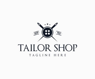 Terzi logosu tasarımı. Terzi dikiş logosu dizayn şablonu