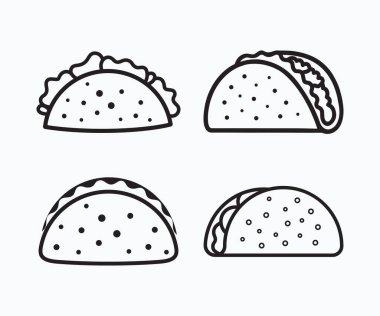 Taco ikonu hazır. Taco vektör şablonu. Taco çizgisi simgesi