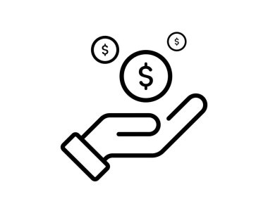 Para ikonunu sakla. El ele tutuşan dolar sembolleri. Maaş, yatırım finansmanı, para kazanma, gelir sembolü. El simgelerindeki para vektör illüstrasyonunu ayarla