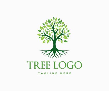 Ağaç logosu tasarım vektörü. Organik doğa ikonu. Doğal bitki amblemi. Yaşam ağacı sembolü.