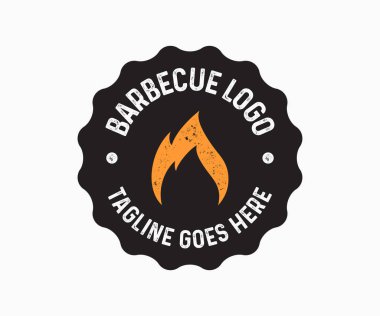 Barbekü, ızgara logosu tasarımı. Barbekü logo vektör şablonu.