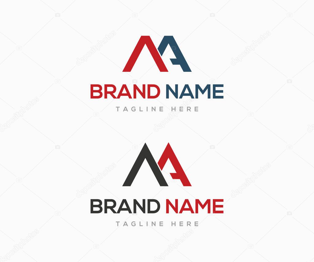 MA logo design, MA letter logo design vector template. Mountain vector logo design.