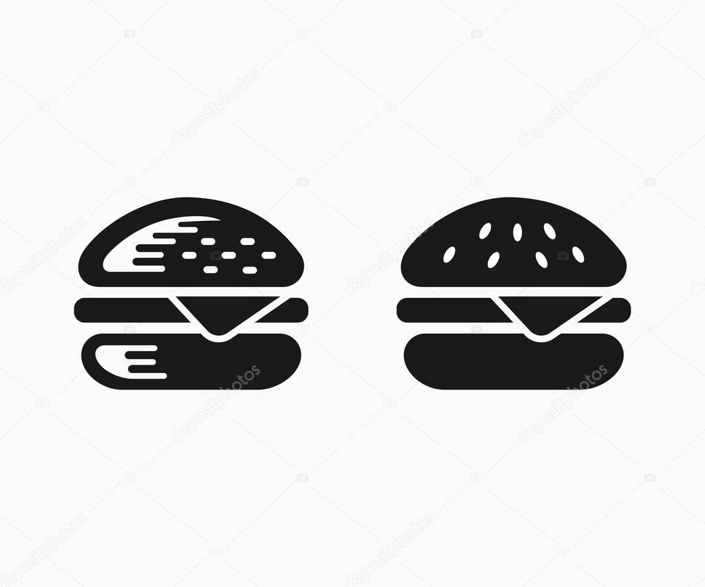 Burger vector icon, Flat design hamburger vector icon. Burger symbol. Fast Food icon