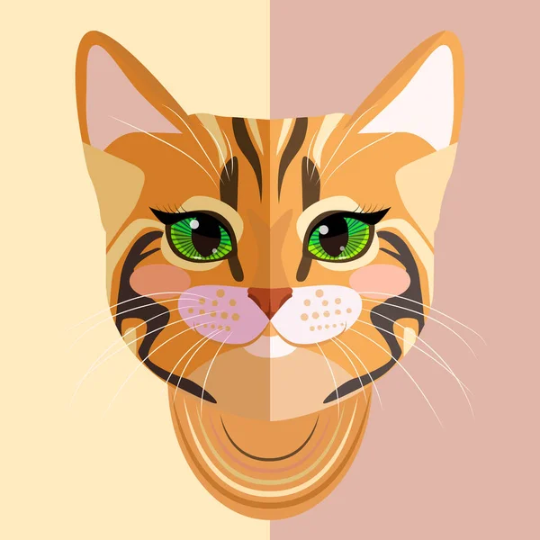 Διάνυσμα Κόκκινη Γάτα Πράσινα Μάτια Όμορφη Γατούλα — Διανυσματικό Αρχείο