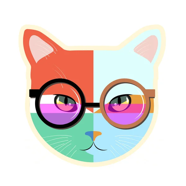 Διάνυσμα Γάτας Γυαλιά Εικονίδιο Γάτας Λευκό Φόντο Μοντέρνο Κατοικίδιο — Διανυσματικό Αρχείο