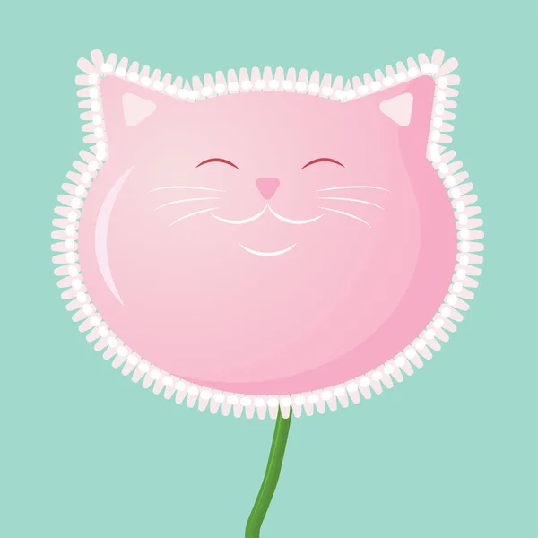 Vektor Süße Katzenblume Blühende Katze Für Druck Und Postkarten — Stockvektor
