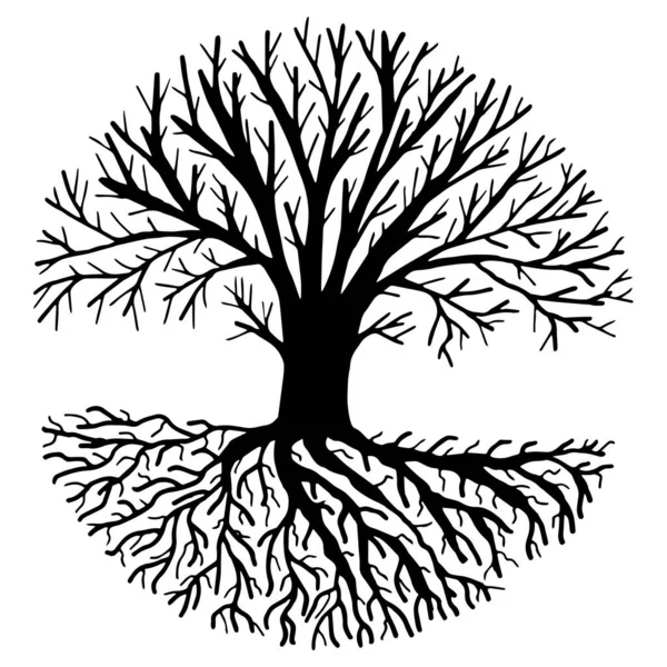 Soyut Çizimi Bir Ağaç Ile Siyah Beyaz Arkaplan — Stok Vektör