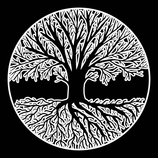 Αφηρημένο Ζωγραφισμένο Στο Χέρι Σκίτσο Ασπρόμαυρο Φόντο Δέντρο — Διανυσματικό Αρχείο