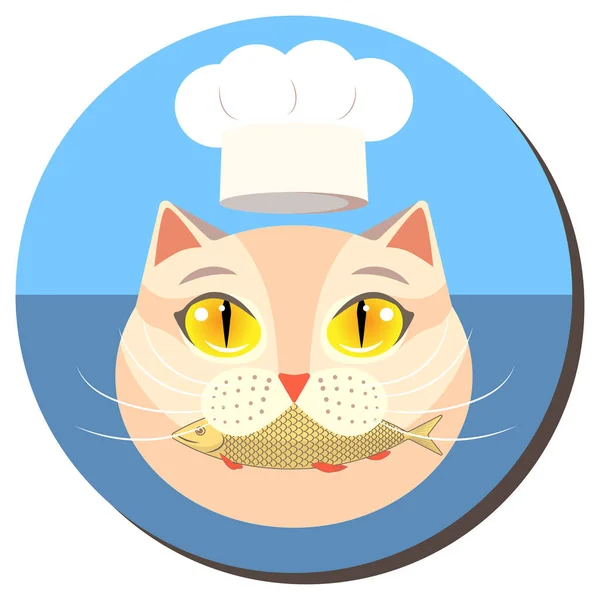 stock vector cat with a chef hat. vector illustration