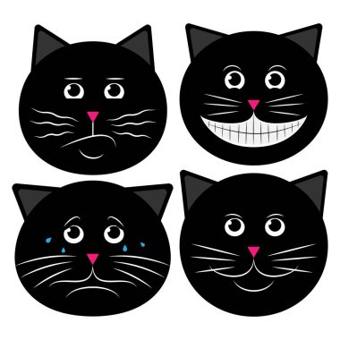 Vektör kediler farklı duygulara sahiptir. Evcil hayvanlar komik yüzler.