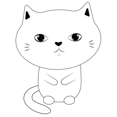 Vektör kedi boyama kitabı. Ev hayvanı basit bir kedi resmi..
