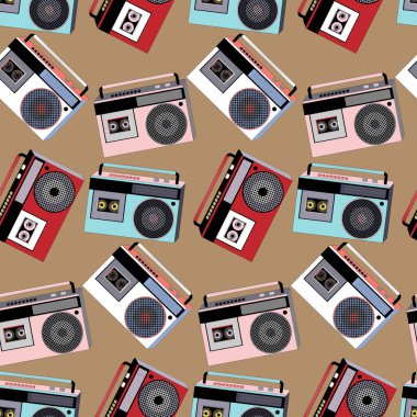 music magnitola seamless pattern vector illustration