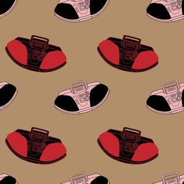 music magnitola seamless pattern vector illustration