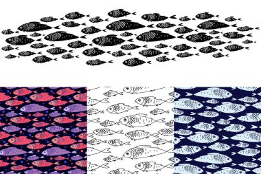 Vector set of small fish. For print and web.