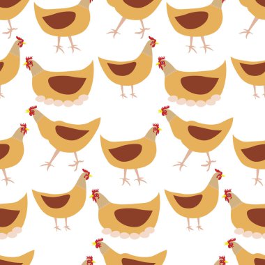 Tavuk deseni. Evcil kuşlar. Kümes hayvanları deposu. Vektör illüstrasyonu