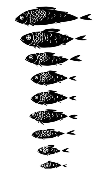 Black White Fishes Vector Illustration Background — Stock Vector