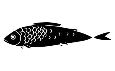 Beyaz arkaplanda balık simgesinin web illüstrasyonu