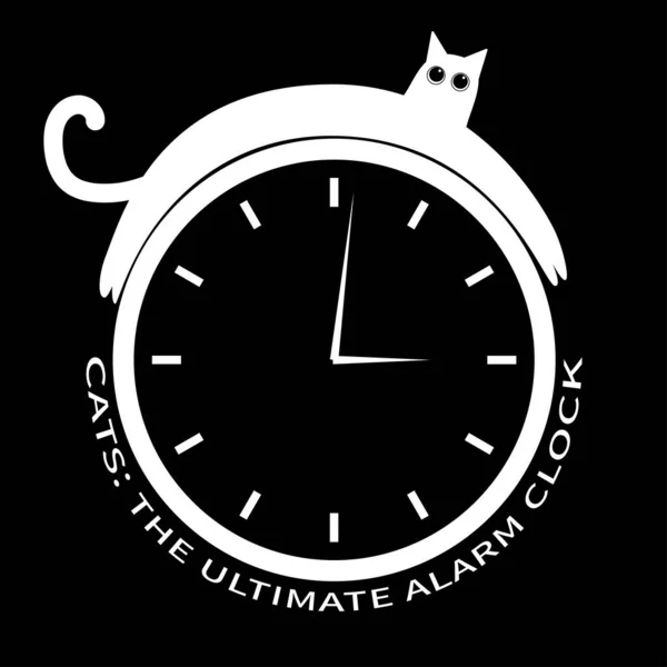 带有猫的简单图解的闹钟图标 — 图库矢量图片