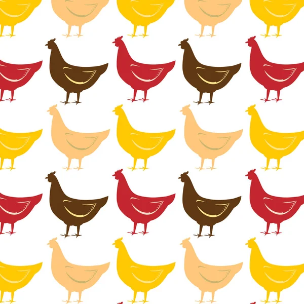 矢量无缝模式与鸡 — 图库矢量图片