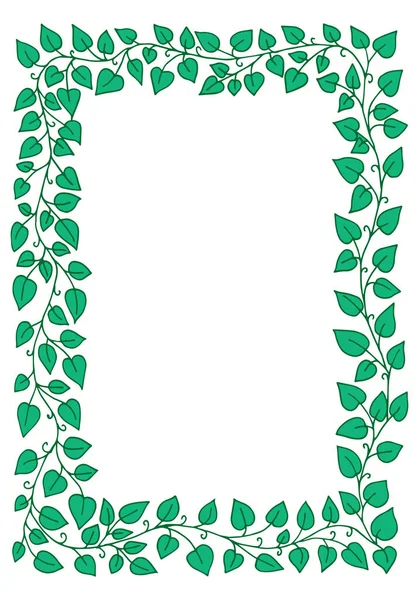Рамка Зеленого Листя Білому Фоні — стоковий вектор