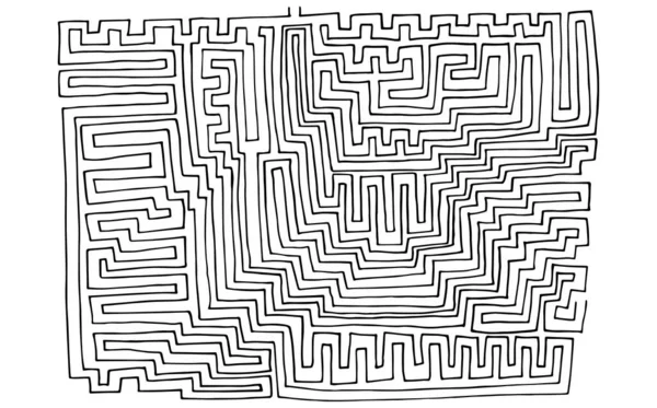 Mão Abstrata Desenhado Labirinto Preto Branco —  Vetores de Stock