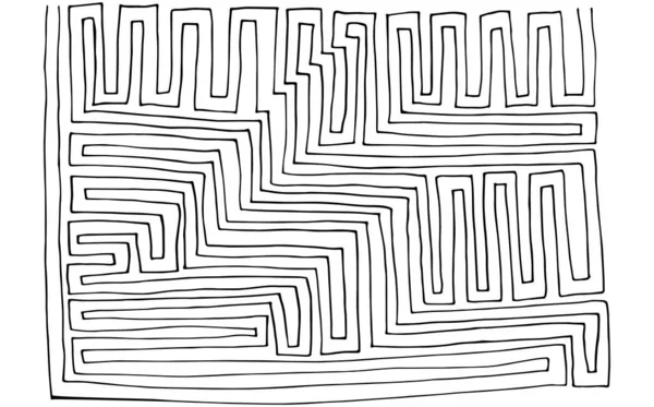 Mão Abstrata Desenhado Labirinto Preto Branco —  Vetores de Stock