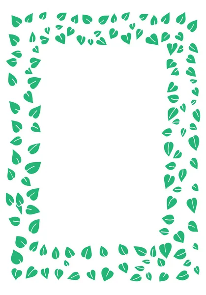 Cadre Partir Feuilles Vertes Sur Fond Blanc — Image vectorielle
