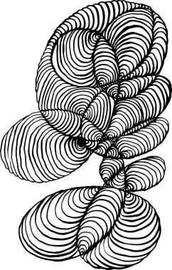 Dalgalı çizgi sanatı, kıvrımlı düz tasarım. Beyaz arkaplanda soyut dalga döngüsü izole edildi. Vektör illüstrasyonu.