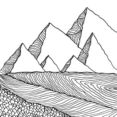 Çizgi çizim efektli bir dağ aralığı