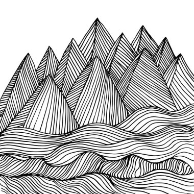 Çizgi çizim efektli bir dağ aralığı