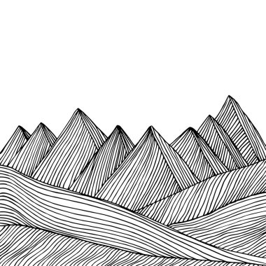 Çizgi çizim efektli bir dağ aralığı