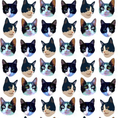 Evcil kedi deseni. Yazdırmak için sevimli çizim.