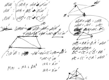 Matematiksel denklemler. El yazısıyla yazılmış teorem formülleri 