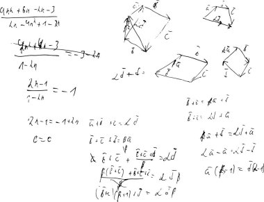 Matematiksel denklemler. El yazısıyla yazılmış teorem formülleri 
