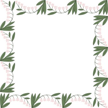 Pembe çan çerçevesi. Çiçeklerle renkli çizimler. Kopyalama alanı şablonu 