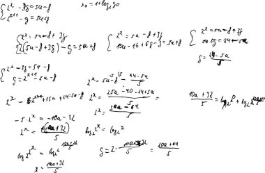 Mathematical calculations. geometry formulas written by hand  clipart