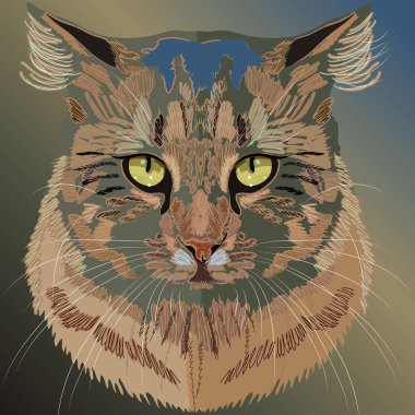 Evcil kedi portresi. Vektör illüstrasyonu.