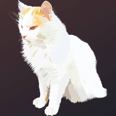 Siyah arka planda sarı lekeli beyaz bir kedi portresi 